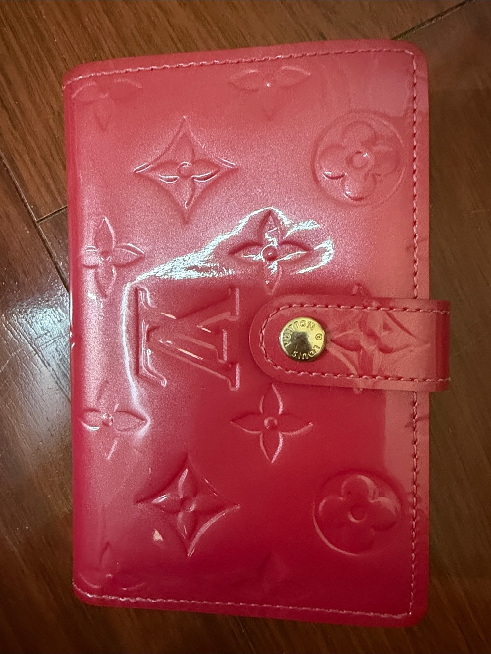 Authentic Louis Vuitton Pink Vernis Embossed Patent Card Case
